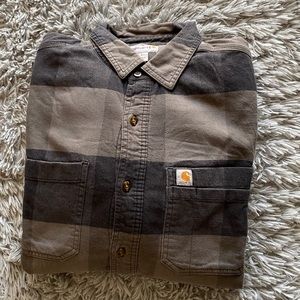 Carhartt Shirt Jac rare fleece lining pockets outside and inside mens size L